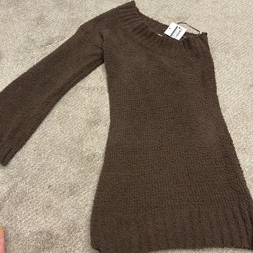 Single Sleeve Brown Sweater Dress NWT